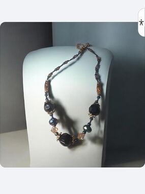 Black and Gold Faceted Bead Necklace